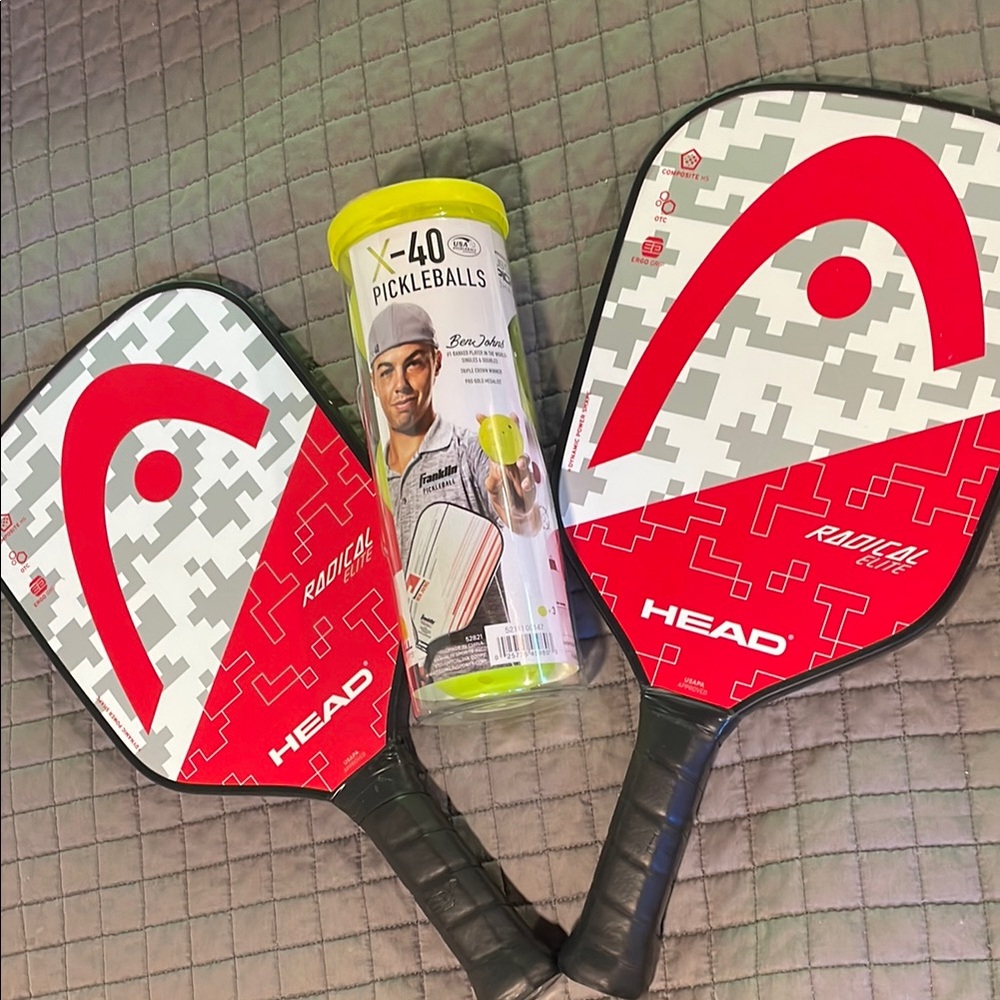 NWOT HEAD Radical Red and Gray Pickleball Paddle Duo